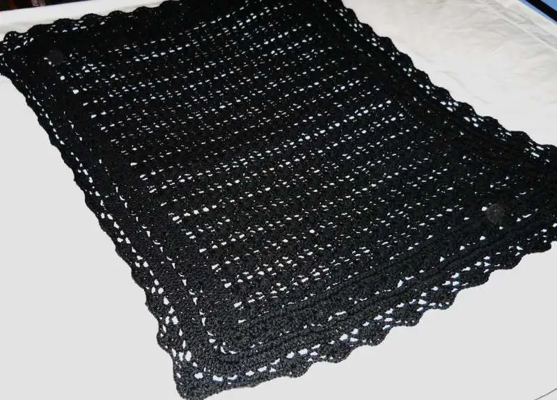 OOAK Basic Black Lace Blanket Connie's Custom Crochet Gifts